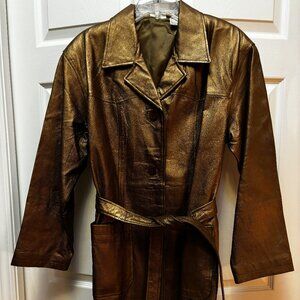 Support News Genuine Leather Belted Coat – Women’s